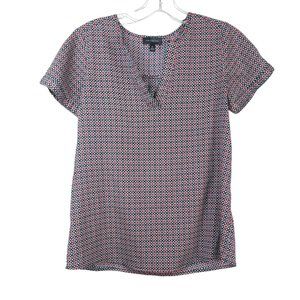 THE LIMITED Blouse Top Lightweight Geometric Print Pleat Accent Women's size XS